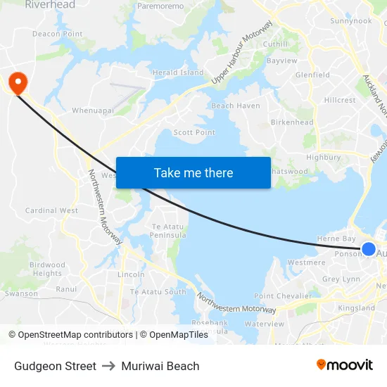 Gudgeon Street to Muriwai Beach map