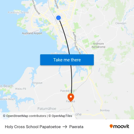 Holy Cross School Papatoetoe to Paerata map