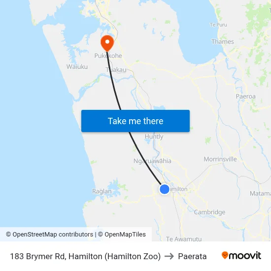 183 Brymer Rd, Hamilton (Hamilton Zoo) to Paerata map
