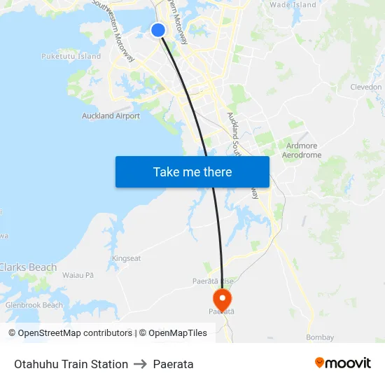 Otahuhu Train Station to Paerata map