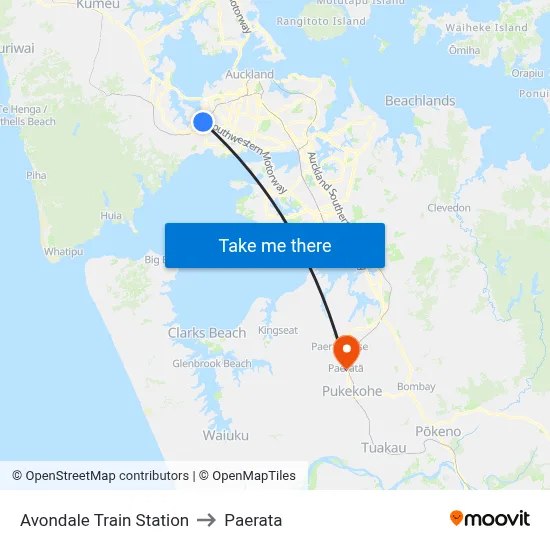 Avondale Train Station to Paerata map