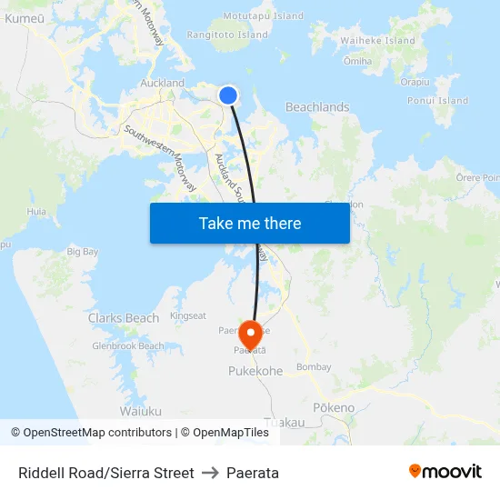 Riddell Road/Sierra Street to Paerata map