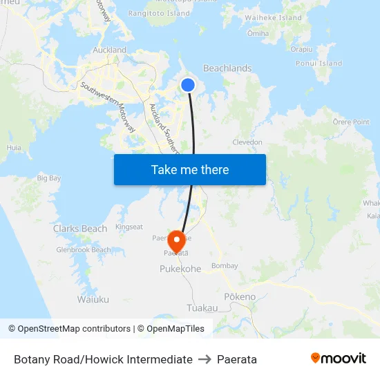 Botany Road/Howick Intermediate to Paerata map