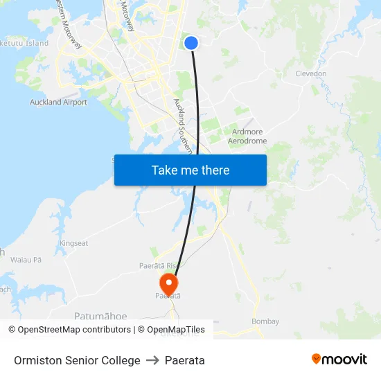 Ormiston Senior College to Paerata map