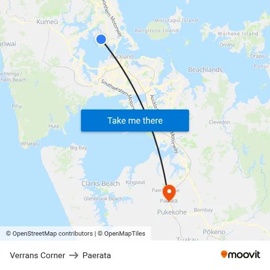 Verrans Corner to Paerata map