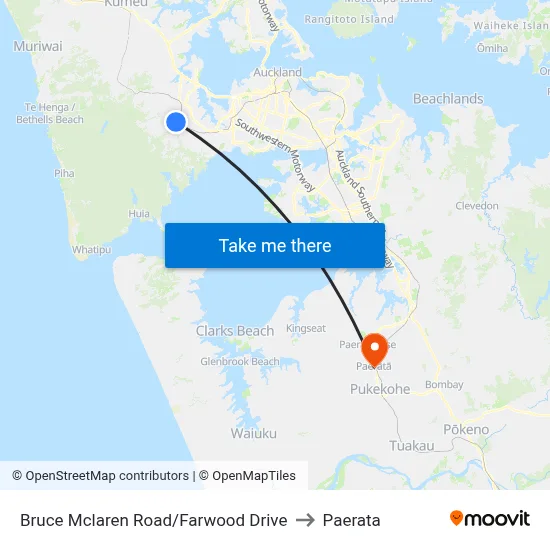 Bruce Mclaren Road/Farwood Drive to Paerata map