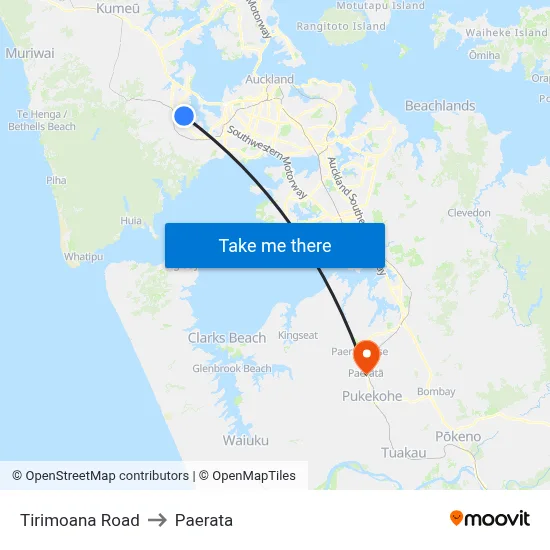 Tirimoana Road to Paerata map
