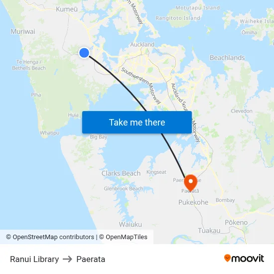 Ranui Library to Paerata map