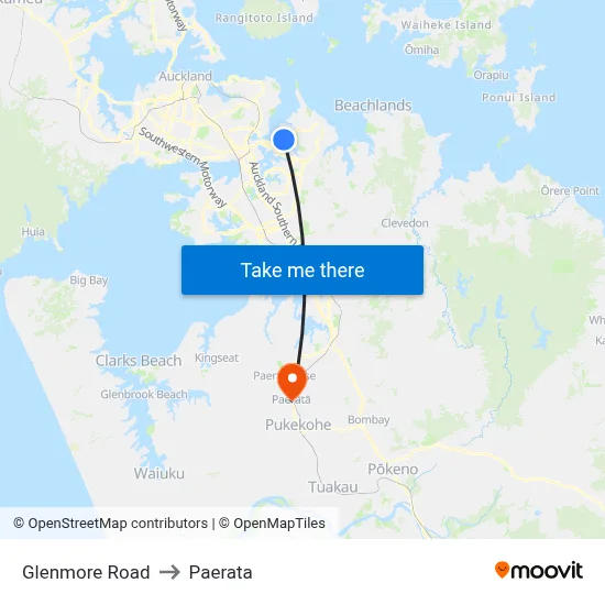 Glenmore Road to Paerata map