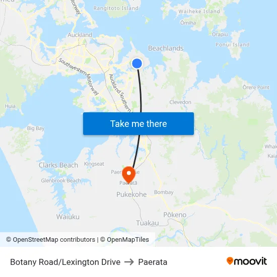 Botany Road/Lexington Drive to Paerata map
