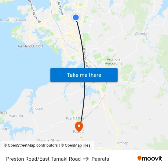 Preston Road/East Tamaki Road to Paerata map