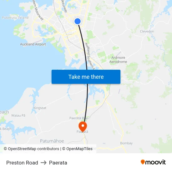 Preston Road to Paerata map