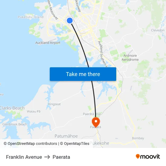 Franklin Avenue to Paerata map