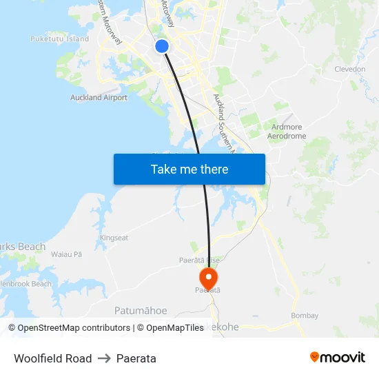 Woolfield Road to Paerata map