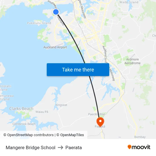 Mangere Bridge School to Paerata map