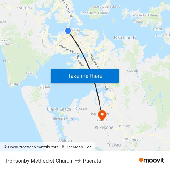 Ponsonby Methodist Church to Paerata map