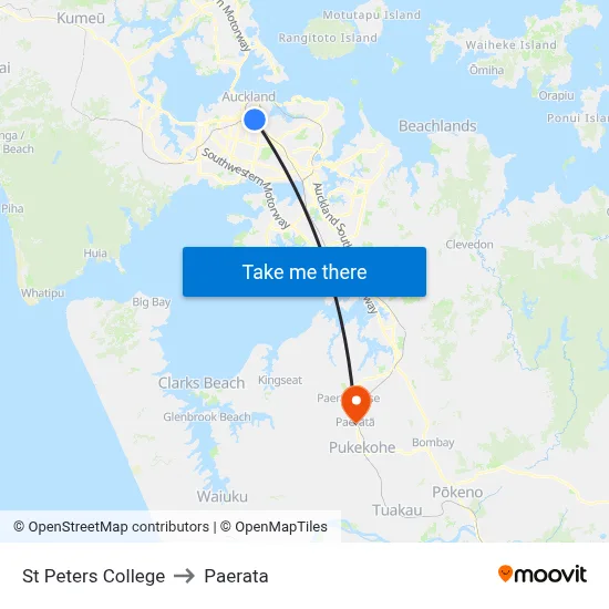 St Peters College to Paerata map