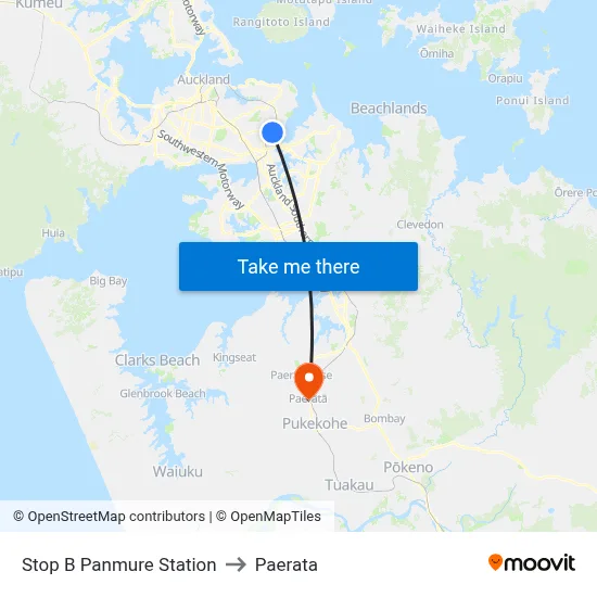Stop B Panmure Station to Paerata map