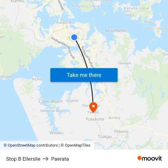 Stop B Ellerslie to Paerata map