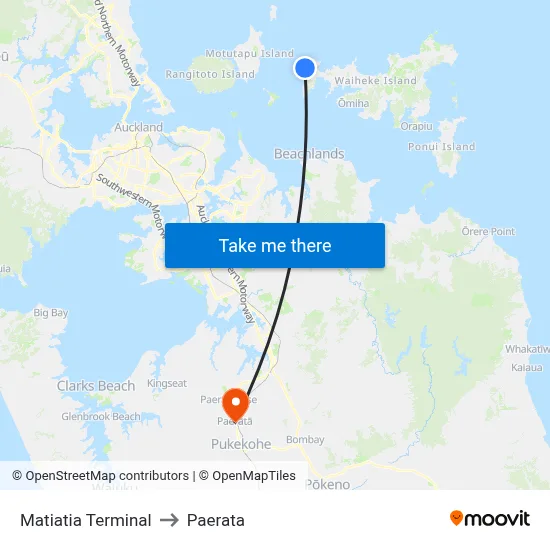 Matiatia Terminal to Paerata map