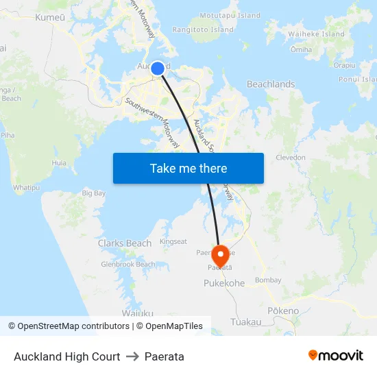 Auckland High Court to Paerata map