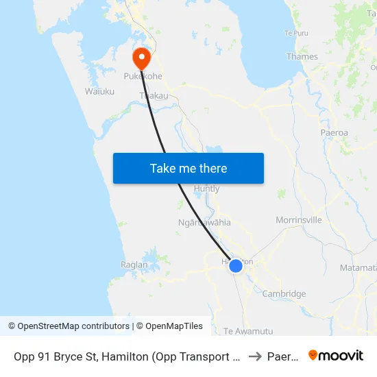 Opp 91 Bryce St, Hamilton (Opp Transport Centre) to Paerata map
