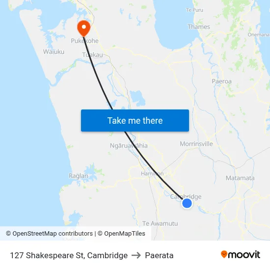 127 Shakespeare St, Cambridge to Paerata map