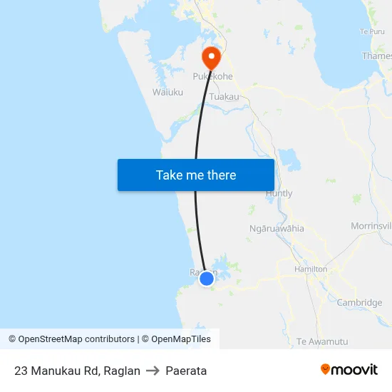23 Manukau Rd, Raglan to Paerata map