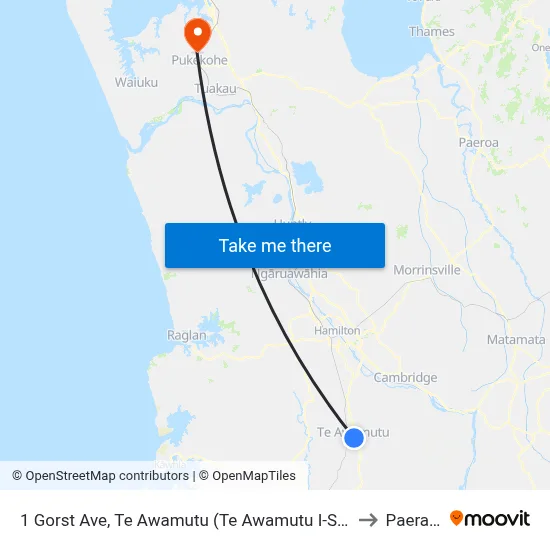 1 Gorst Ave, Te Awamutu (Te Awamutu I-Site) to Paerata map