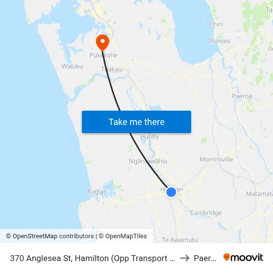 370 Anglesea St, Hamilton (Opp Transport Centre) to Paerata map
