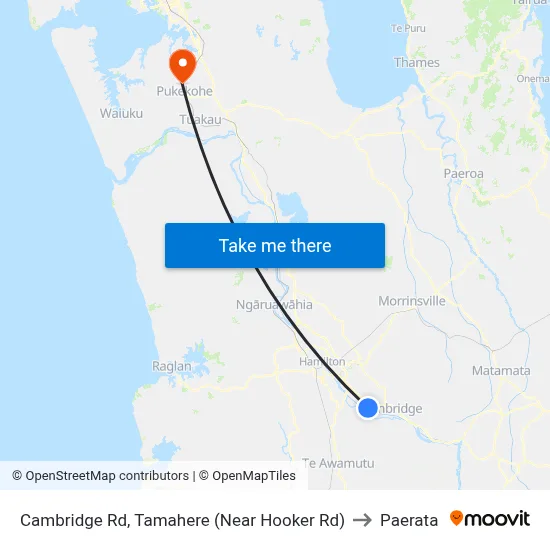 Cambridge Rd, Tamahere (Near Hooker Rd) to Paerata map