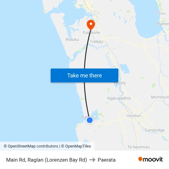 Main Rd, Raglan (Lorenzen Bay Rd) to Paerata map