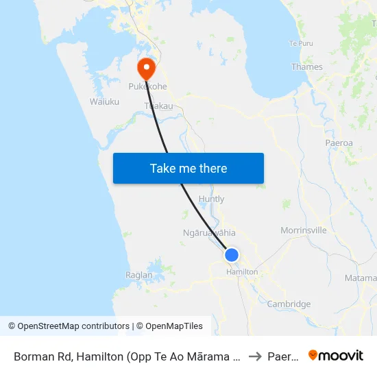 Borman Rd, Hamilton (Opp Te Ao Mārama School) to Paerata map