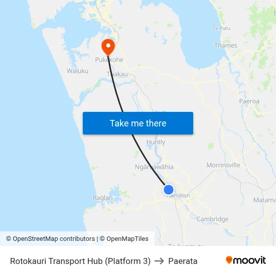 Rotokauri Transport Hub (Platform 3) to Paerata map