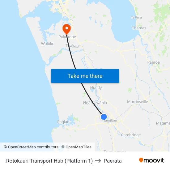 Rotokauri Transport Hub (Platform 1) to Paerata map