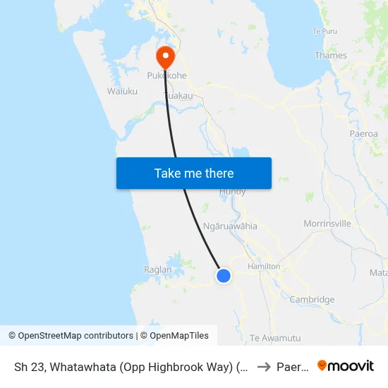 Sh 23, Whatawhata (Opp Highbrook Way) (Hail2ride) to Paerata map