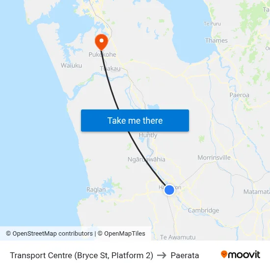 Transport Centre (Bryce St, Platform 2) to Paerata map
