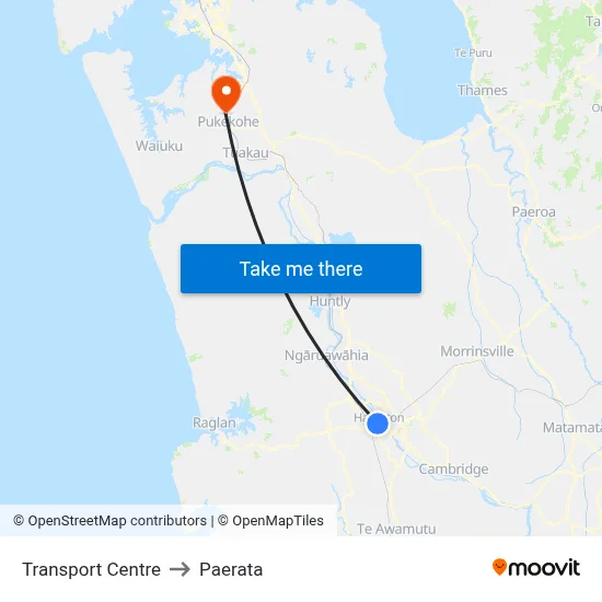 Transport Centre to Paerata map