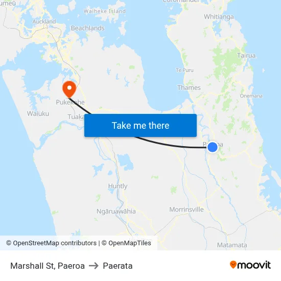 Marshall St, Paeroa to Paerata map
