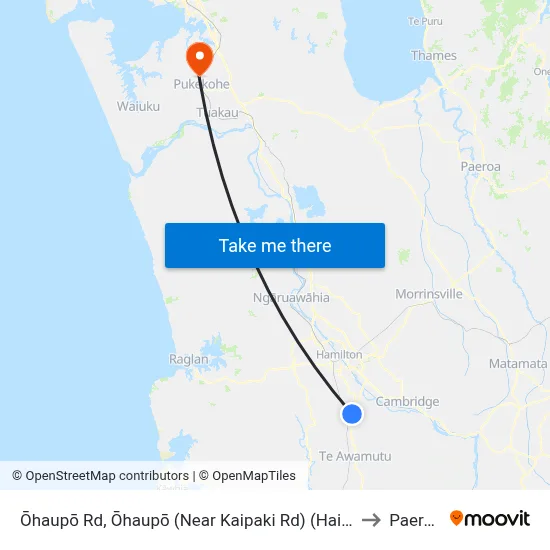 Ōhaupō Rd, Ōhaupō (Near Kaipaki Rd) (Hail2ride) to Paerata map