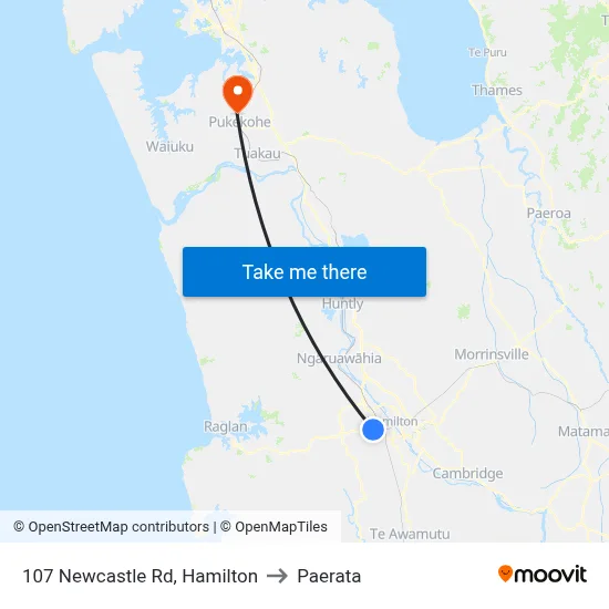 107 Newcastle Rd, Hamilton to Paerata map