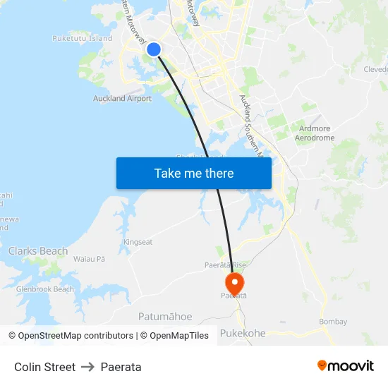 Colin Street to Paerata map