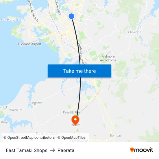 East Tamaki Shops to Paerata map