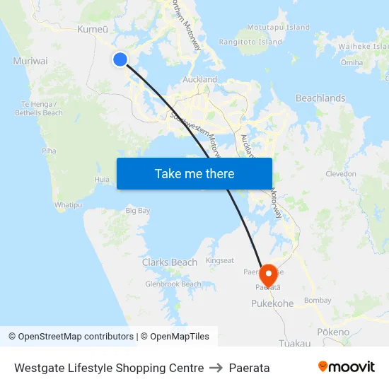 Westgate Lifestyle Shopping Centre to Paerata map
