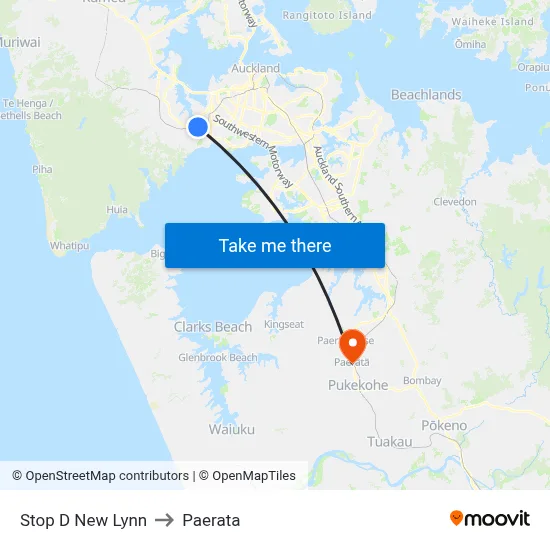 Stop D New Lynn to Paerata map