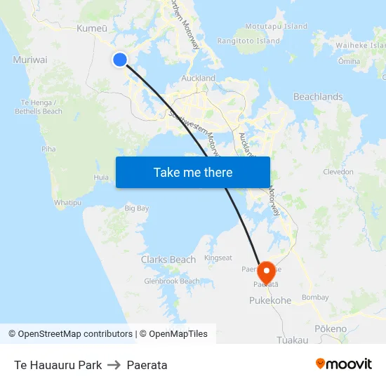 Te Hauauru Park to Paerata map