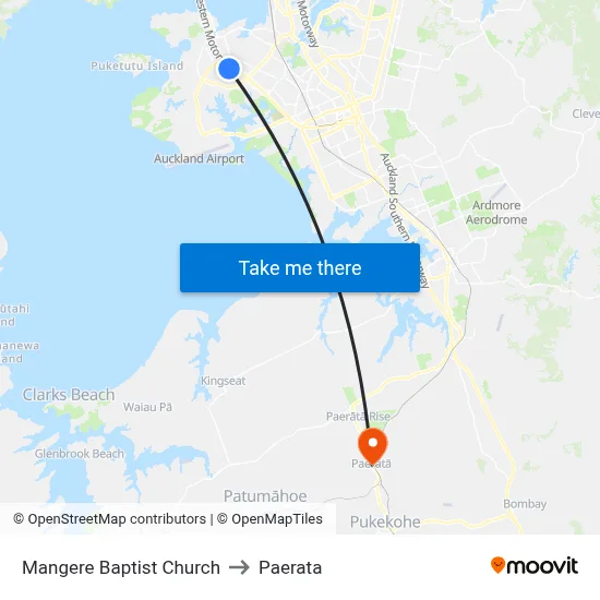 Mangere Baptist Church to Paerata map