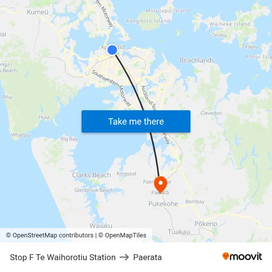 Stop F Te Waihorotiu Station to Paerata map
