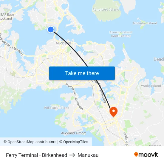 Ferry Terminal - Birkenhead to Manukau map