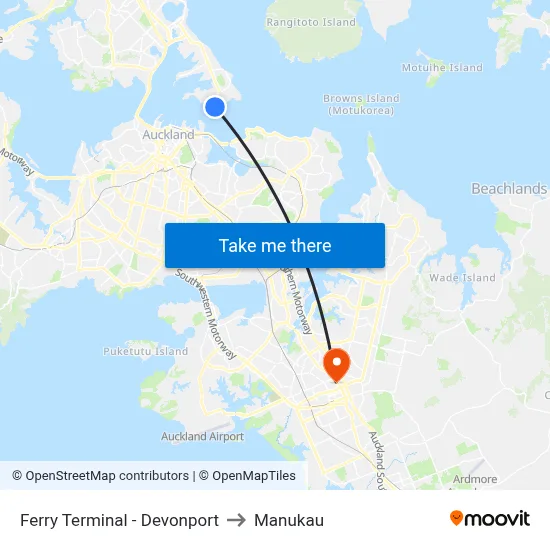 Ferry Terminal - Devonport to Manukau map